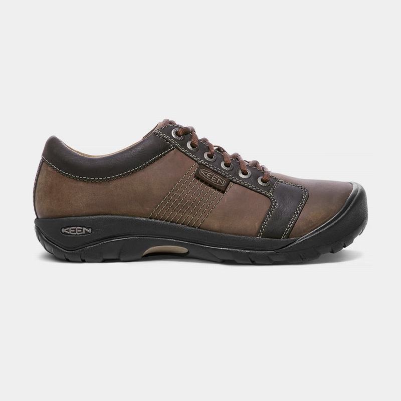 Keen Austin Leather Lace-up Mens Casual Shoes Brown/Black NZ Sale (9534-KVRPQ)